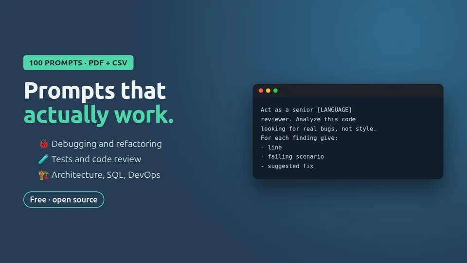 Cover of 100 prompts for developers